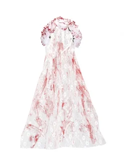 WIDMANN Voile Mariée Ensanglanté Avec Roses Blanches -Smiffys Soldes Boutique voile mariee ensanglante avec roses blanches 2