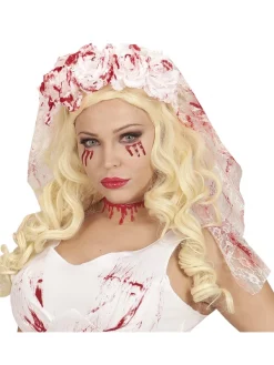 WIDMANN Voile Mariée Ensanglanté Avec Roses Blanches