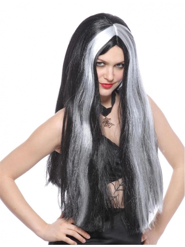 Smiffys Soldes Boutique 33 Smiffys Soldes Boutique -Smiffys Soldes Boutique perruque sorciere femme longue noir avec meches blanches